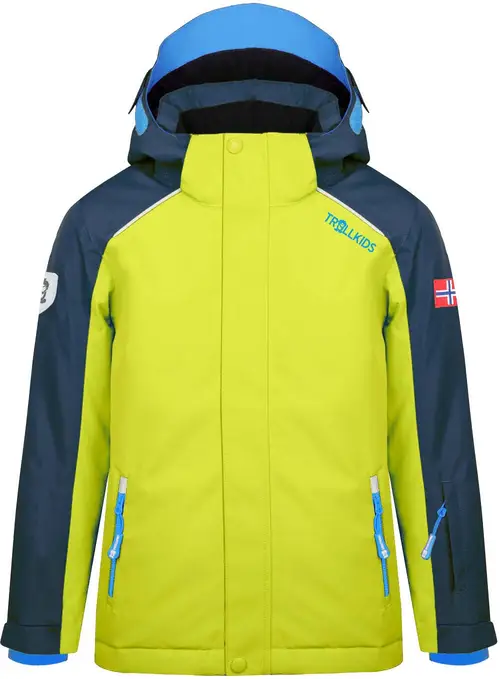 Trollkids Holmenkollen PRO Vinterjakke, Navy/Lime/Azure Blue, Str. 116