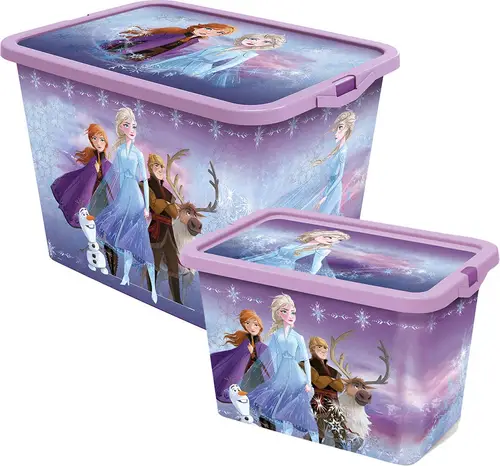 Disney Frozen Opbevaringskasser Sæt 23l &  7l, Lilla