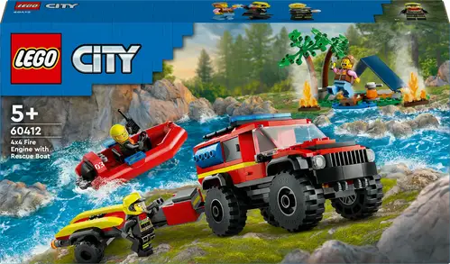 LEGO City 60412 Firhjulstrukket brandbil med redningsbåd