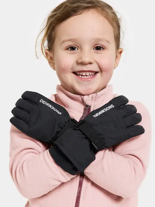 Didriksons Biggles Handsker, Black, 6-8 år