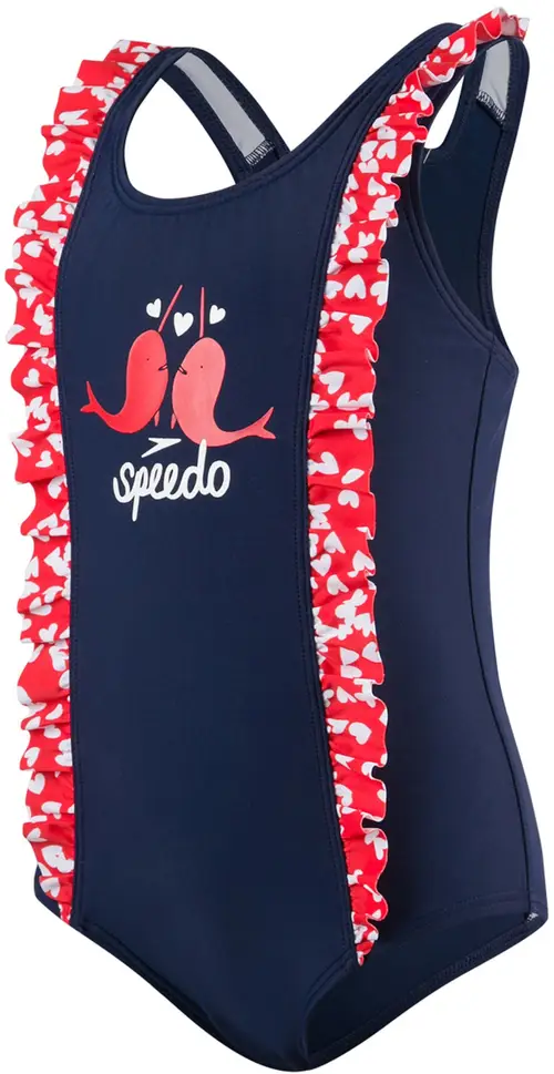 Speedo Spashmaster Frill Badedragt, Navy/Red 92