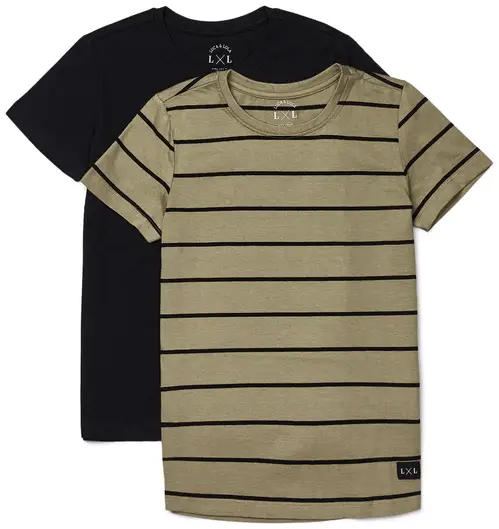 Luca &  Lola Adelmo T-Shirt 2-pak, Black/Stripes 134-140, Børnetøj