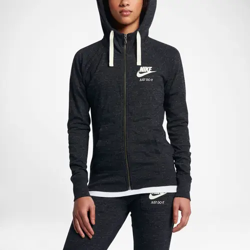 Nike Sportswear Gym Vintage Hoodie Fz Dame Sort