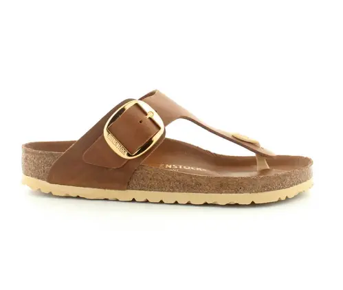 Birkenstock Gizeh Big Buckle damesandaler - (Cognac, str. 40, Læder)