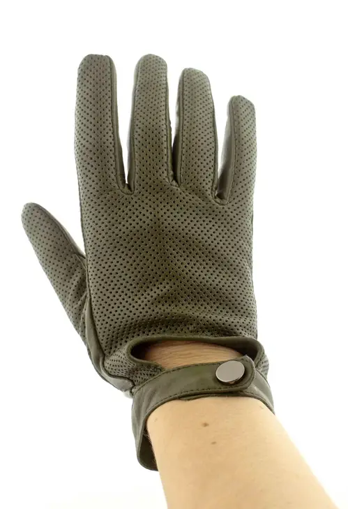 Depeche Leather Gloves Handske - (Army grøn, str. Large, Læder)