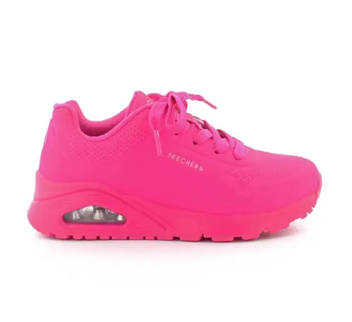 Skechers UNO Glow børnesko - (Neon pink, str. 33, Imiteret læder)