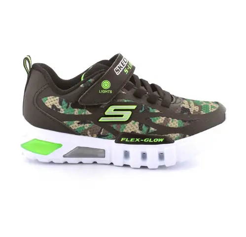 Skechers Flex-Glow børnesko - (Army grøn, str. 23, Tekstil) - Udsalg