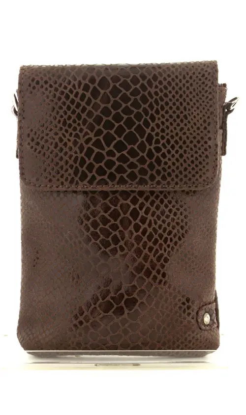 Depeche Mobilebag Croco Crossbody - (Mørk brun, Onesize, Ruskind)