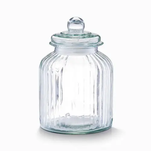 Lotte - Riflet opbevaringsglas - Transparent - 17,5cm x 17,5cm x 26cm