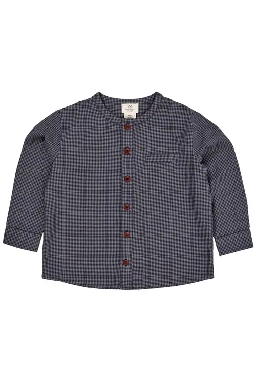 TERNET BLUSE MED KNAPLUKNING - NAVY CHECK COMBI - NAVY CHECK COMBI / 104