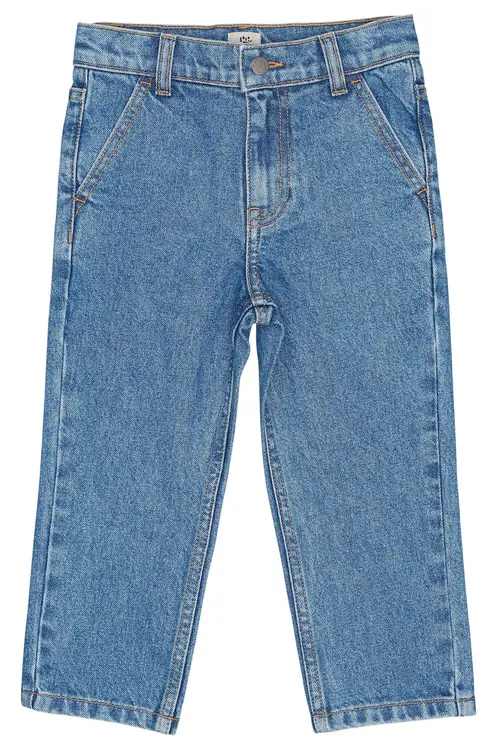 ØKOLOGISKE JUNIOR JEANS, NORMAL PASFORM - INDIGO BLUE WASHED - INDIGO BLUE WASHED / 92