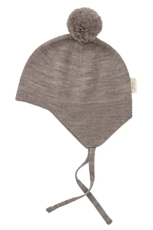 BABY HAT M. KVAST I MERINOULD - NATURAL MELANGE - NATURAL MELANGE / 40-42/2-4M