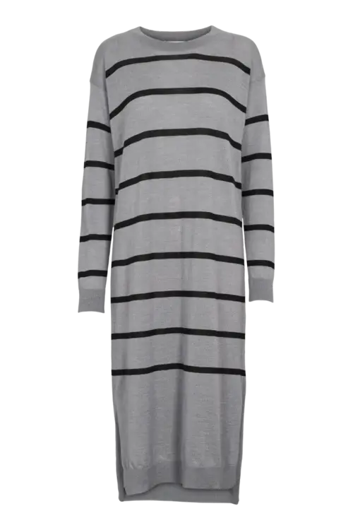 Vera Long Dress - Light Grey Melange / Black