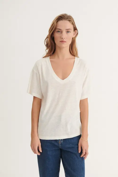 Ryda V-Neck Tee - Off White