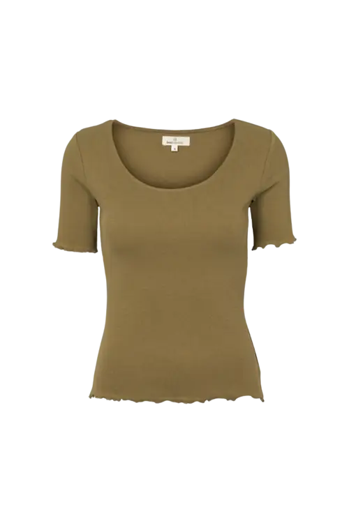 Ludmilla Scallop Tee SS - Martini Olive