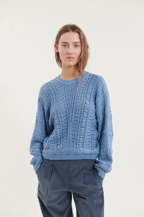 Winie Biaz Sweater - Windward blue / birch